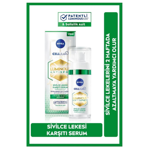 NIVEA Luminous630 Sivilce Lekesi Karşıtı Serum 30ml, Salisilik Asit Hyaluronik Asit, Yağlı Ciltler