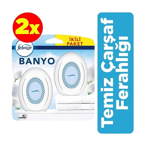 Febreze Hava Ferahlatıcı Banyo Oda Kokusu 2'li Fırsat Paketi Temiz Çarşaf Ferahlığı