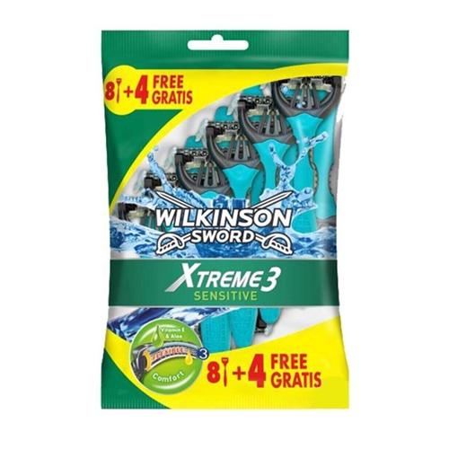 Wilkinson Sword Xtreme 3 Sensitive 8+4 Üç Bıçaklı Kullan At Tıraş Bıçağı 