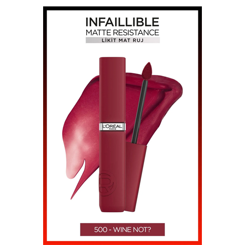 L'Oreal Paris Infaillible Matte Resistance Likit Mat Ruj - 500 Wine Not