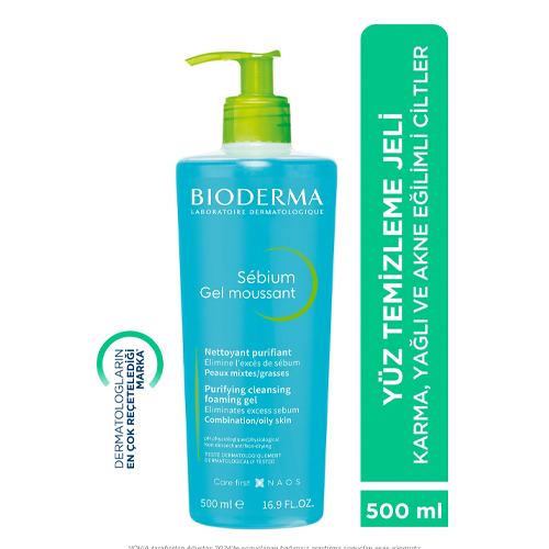 Bioderma Sebium Karma, Yağlı ve Akne Eğilimli Ciltler Sivilce, Siyah Nokta Karşıtı Yüz Temizleme Jeli 500 ml