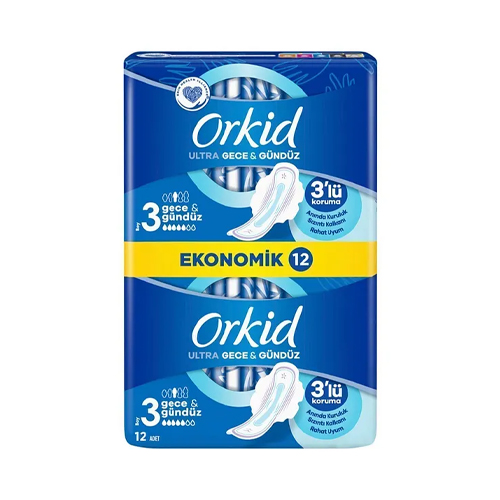 Orkid Ultra Gece & Gündüz (BOY 3) 12 Adet Hijyenik Ped