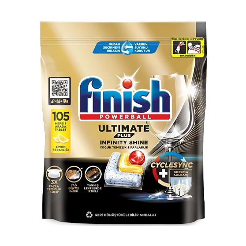 Finish Ultimate Plus Hepsi Bir Arada Bulaşık Makinesi Deterjanı  Kapsül Tablet Limon 105 Adet