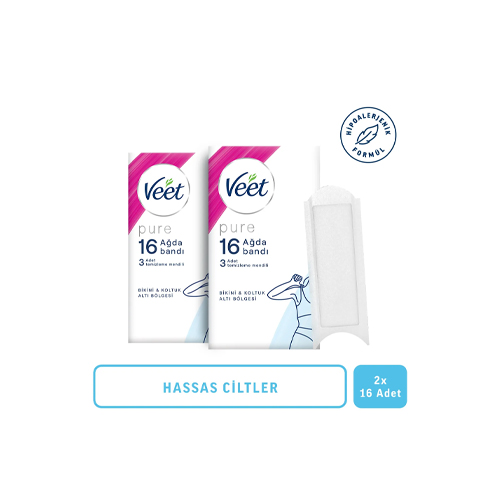 Veet Pure Hipoalerjenik Sir Ağda Bandı Bikini & Koltuk Altı Bölgesi 16'lı X 2