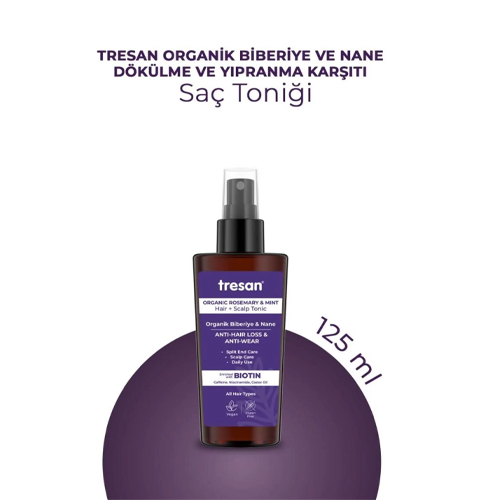 Tresan Organik Biberiye & Nane Dökülme ve Yıpranma Karşıtı Saç Toniği 125 ml