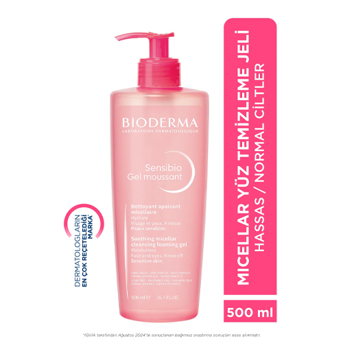 Bioderma Sensibio Foaming Gel Hassas ve Normal Ciltler Durulanan Micellar Yüz Temizleme Jeli 500 ml
