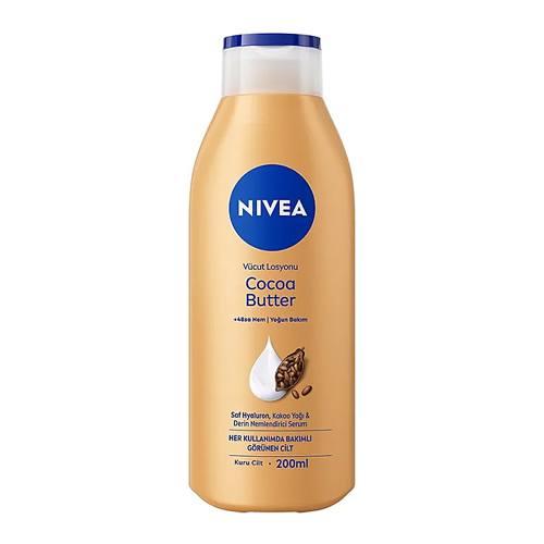 NIVEA Nemlendirici Vücut Losyonu Cocoa Butter 200 ml,Kakao Yağı,Hyaluron,Kuru Cilt